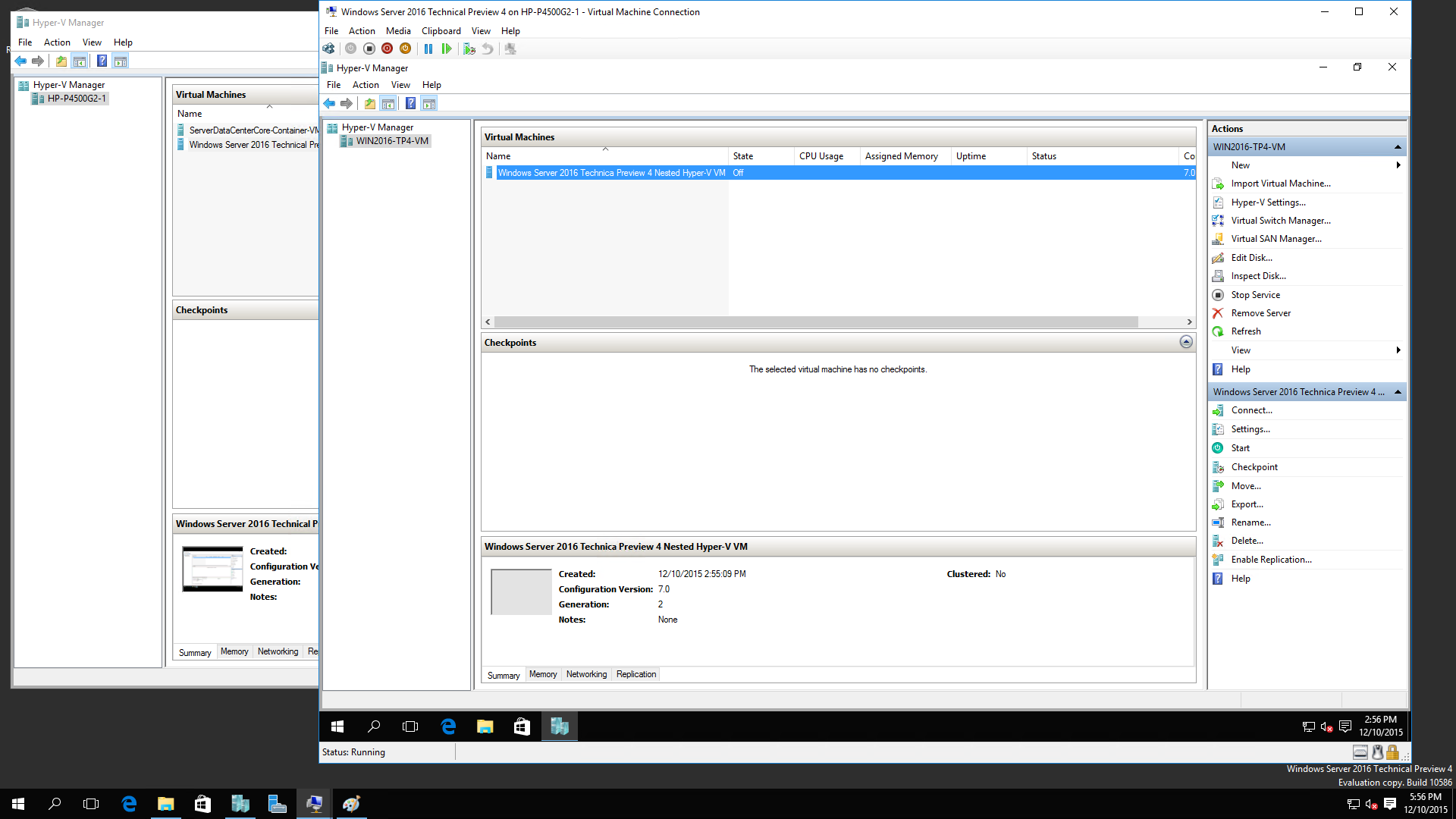Windows 2016 R2 TP4 Nested Virtualization 12
