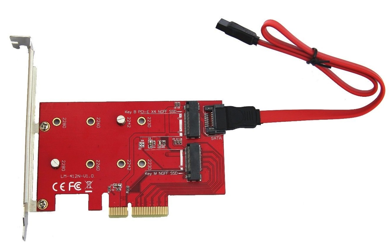 WBTUO Desktop PCI-E X4 to Key B M.2 (NGFF) SSD + Key M NGFF (M.2) SSD Q13020